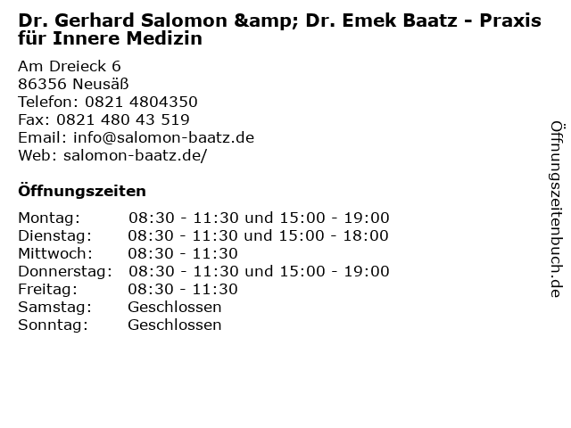 ᐅ Öffnungszeiten „Gerhard Salomon Facharzt für Innere ᐅ Öffnungszeiten „Gerhard Salomon Facharzt für Innere
